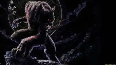 Sleek Dark Wallpaper Space Wallpaper 4K 1920x1080 A, Dark, Fantasy, Landscape, Features, Menacing, Werewolf, Illuminated, Full, Moon, Creating, Intense, Gray, Brown, Ultrawide, Full HD