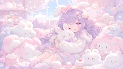 Cute Pastel Kawaii Purple Haired Nature Wallpaper 4K 3838x2158 Purple-haired, Ultrawide, QHD