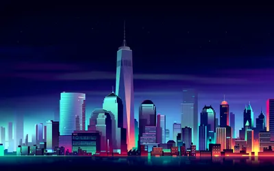 Stylized New York Cityscape Vibrant World Wallpaper 4K 2880x1800 Hd, Wallpaper, Of, A, Stylized, New, York, Cityscape, Vibrant, Skyscrapers, Under, Neon-lit, Black, Ultrawide, QHD