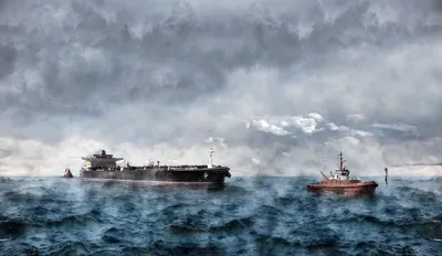 Detailed Tugboat Guiding Large Tanker Nature Wallpaper 4K 5000x2906 A, Detailed, 4K, Ultra, Hd, Desktop, Wallpaper, Showing, Tugboat, Guiding, Large, Tanker, Gray, Ultrawide
