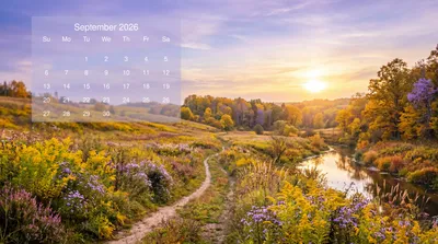 September Calendar Sunrise Winding Nature Wallpaper 4K 5502x3070 Ultrawide, 4k
