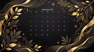 September Calendar Black Black/Dark Wallpaper 4K 5502x3070 Ultrawide, 4k