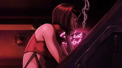 Faye Valentine Cowboy Bebop Abstract Wallpaper 4K 5502x3070 Neon-lit, Ultrawide, 4k