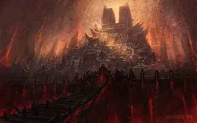 Fantasy Depicting Dark Fiery Castle Fantasy Wallpaper 4K 1920x1200 Hd, Fantasy, Pc, Desktop, Wallpaper, Depicting, A, Dark, Fiery, Castle, Surrounded, Jagged, Brown, Orange, Ultrawide, Full HD