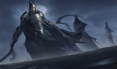 Dark Warrior Clad Armor Crown Black/Dark Wallpaper 4K 3000x1777 Dark, Warrior, Clad, In, Armor, With, A, Crown, Wielding, Sword, Scythe, Stands, Brown, Gray, Ultrawide, QHD