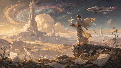 Poetcore Lone Poet Flowing Space Wallpaper 4K 4606x2590 Poet, Ultrawide, 4k