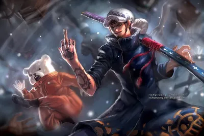 Trafalgar Law Katana Hat Bepo Wallpaper 4K, Abstract category
