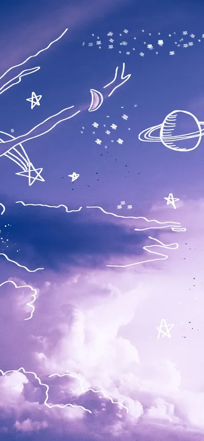 Purple Sky Aesthetic Iphone Cute Space Wallpaper 4K 1125x2436 White, Gray