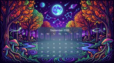 September Calendar Autumn Nature Wallpaper 4K 5502x3070 Ultrawide, 4k