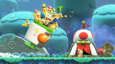 Super Mario Bros Wonder Toad Cars Wallpaper 4K 1918x1078 Blue, Toad, Red-and-white, Ultrawide
