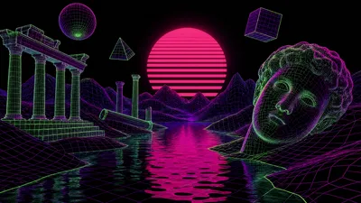 Acidwave Neon Wireframe Ruins Classical Abstract Wallpaper 4K 3840x2160 Acidwave, 4k, Ultra, Hd, Pc, Desktop, Wallpaper, And, Neon, Wireframe, Ruins, Classical, Red, Ultrawide