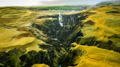 Aerial Fja Rglj Fur Canyon Nature Wallpaper 4K 5128x2883 Ultrawide, 4k
