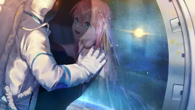 Anime Astronaut Blue Space Wallpaper 4K 1920x1080 Anime, Astronaut, With, Blue, Eyes, Looks, Through, A, Spaceship, Window, Glowing, Sun, Brown, White, Ultrawide, Full HD