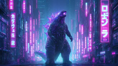 Towering Godzilla Amid Rain Soaked Technology Wallpaper 4K 2942x1646 Rain-soaked, Neon, Ultrawide, QHD