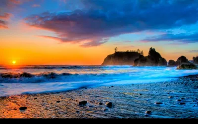 Sunset Beaches Cave Wallpaper 4K, Nature category