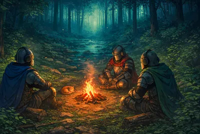 Fantasy Three Knights Around Fantasy Wallpaper 4K 3070x2046 Ultrawide, QHD