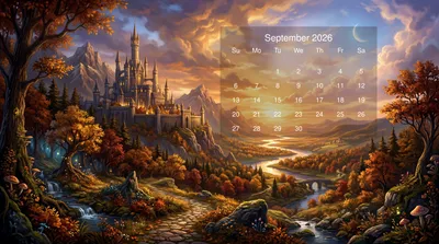 September Calendar Overlay Nature Wallpaper 4K 5502x3070 Ultrawide, 4k