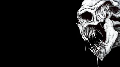 Moody Dark Wallpaper Black/Dark Wallpaper 4K 5300x2981 A, Dark, Hd, Desktop, Wallpaper:, Featuring, Detailed, Menacing, Skull, Sharp, Teeth, Dripping, White, Ultrawide, 4k