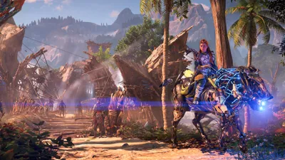 Vibrant Aloy Wallpaper Games Wallpaper 4K 3840x2160 Hd, Wallpaper, Of, Aloy, From, Horizon, Forbidden, West, Game, Robotic, Mount, Lush, Gray, Ultrawide, 4k