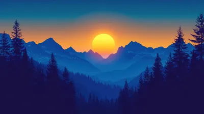 Vector Sunset You Wallpaper 4K, Nature category