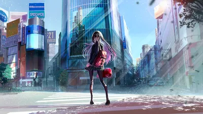 Serene Anime Wallpaper World Wallpaper 4K 1920x1080 Anime, Artwork, Of, A, Girl, With, Long, Hair, Standing, City, Street, Desktop, White, Ultrawide, Full HD