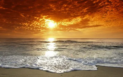 Beach Sunset Waves Com Wallpaper 4K, Nature category