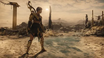 Golden Kassandra Wallpaper Abstract Wallpaper 4K 2728x1536 Kassandra, Plains, Gray, Ultrawide, QHD