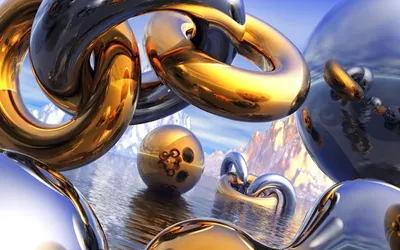 Cgi Abstract Interlocking Gold Wallpaper 4K, Nature category