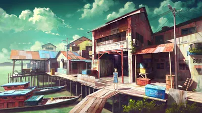 Bold Anime Wallpaper World Wallpaper 4K 2560x1440 Hd, Anime, Wallpaper, Featuring, An, Original, Artwork, Of, Tranquil, Coastal, Village, Scene, Gray, Ultrawide, QHD