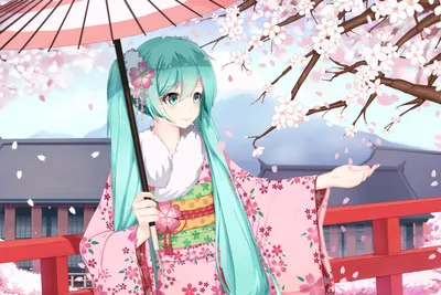 Anime Character Hatsune Miku Abstract Wallpaper 4K 6000x4001 Anime, Character, Hatsune, Miku, With, Blue, Hair, And, Eyes, Wearing, Kimono, Holding, White, Landscape, 4k