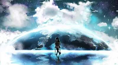 Bold Anime Wallpaper Space Wallpaper 4K 1964x1080 Anime, Original, Hd, Pc, Desktop, Wallpaper, Lone, Figure, Chair, Reflective, Cosmic, Shore, White, Ultrawide, Full HD