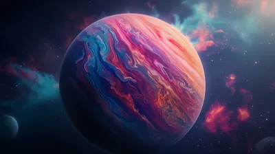 Vibrant Gas Giant Planet Swirling Space Wallpaper 4K 2912x1632 Hd, Wallpaper, Of, A, Vibrant, Gas, Giant, Planet, Swirling, Colors, Set, Against, Gray, Purple, Ultrawide, QHD