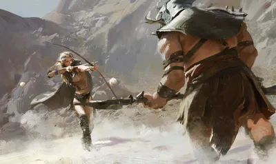 Bright Fierce Wallpaper Fantasy Wallpaper 4K 1920x1144 A, Fierce, Woman, Warrior, In, Goggles, And, Helmet, Aims, Her, Bow, Battle-hardened, Gray, White, Ultrawide, Full HD