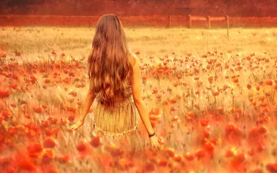 Dreamy Fantasy Wallpaper Fantasy Wallpaper 4K 1680x1050 A, Fantasy-themed, Hd, Desktop, Wallpaper, Of, Woman, Long, Hair, Standing, Vibrant, Flower, Purple, Orange, Ultrawide