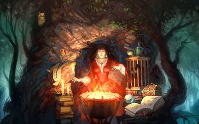 Calm Fantasy Wallpaper Fantasy Wallpaper 4K 1920x1200 Hd, Desktop, Wallpaper, Featuring, A, Fantasy, Witch, Conjuring, Magic, Around, Cauldron, Enchanted, Orange, Brown, Ultrawide, Full HD
