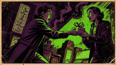 Stylized Noir Illustration Two Suited World Wallpaper 4K 4606x2590 Noir, Ultrawide, 4k