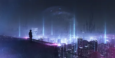 Anime Silhouetted Figure Overlooking Space Wallpaper 4K 2146x1080 Hd, Anime, Wallpaper, Featuring, A, Silhouetted, Figure, Overlooking, Futuristic, City, Neon, Lights, Brown, Gray, Ultrawide, Full HD