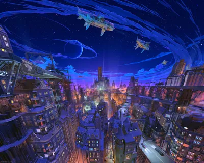 Dark Anime Wallpaper Space Wallpaper 4K 2568x2057 Hd, Desktop, Wallpaper, Showcasing, An, Anime-style, Cityscape, At, Night, Illuminated, Vibrant, Lights, Brown, Red, Square, QHD