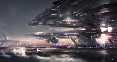 Futuristic Cityscape Large Spaceship Hovering World Wallpaper 4K 2560x1350 A, Futuristic, Cityscape, Featuring, Large, Spaceship, Hovering, Above, Intricate, Structures, Vibrant, Atmosphere, Gray, Ultrawide, QHD