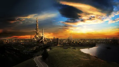 Sleek Cgi Wallpaper Nature Wallpaper 4K 1920x1080 Hd, Desktop, Wallpaper, Features, A, Stunning, Cgi, Landscape, Cairo, Sunset, Showcasing, Road, Orange, White, Ultrawide, Full HD