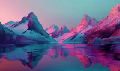 Chromatic Futuristic Mountainscape Nature Wallpaper 4K 2208x1314 Blue, Full HD, Ultrawide