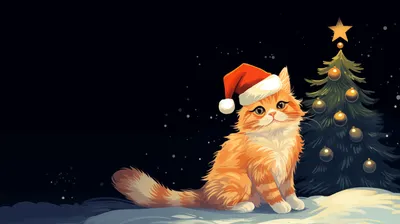 Christmas Cat Animal Animals Wallpaper 4K 1920x1076 White, Orange, Gray