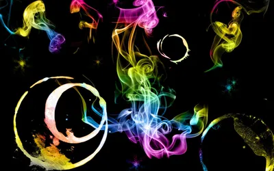 Abstract Neon Colored Abstract Wallpaper 4K 1920x1200 Hd, Pc, Desktop, Wallpaper, Showing, Abstract, Neon-colored, Smoke, Ink-like, Swirls, Forming, Rings, Black, White, Ultrawide, Full HD