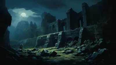 Golden Captivating Wallpaper Space Wallpaper 4K 2912x1632 A, Captivating, Hd, Wallpaper, Of, Ancient, Ruins, Under, Moonlit, Sky, Featuring, Crumbling, Gray, Ultrawide, QHD