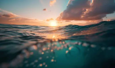 Surface Waves Sunset Nature Wallpaper 4K 2208x1314 Sea, Full HD, Ultrawide