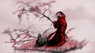 Moody Fantasy Wallpaper Fantasy Wallpaper 4K 3840x2160 A, Fantasy-themed, 4K, Ultra, Hd, Wallpaper, Featuring, Woman, Flowing, Red, Robe, Surrounded, White, Ultrawide