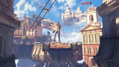 Vibrant Bioshock Infinite Majestic Games Wallpaper 4K 1920x1080 A, Vibrant, Hd, Wallpaper, From, *bioshock, Infinite*, Featuring, Majestic, Statue, Pink, Gray, Ultrawide, Full HD