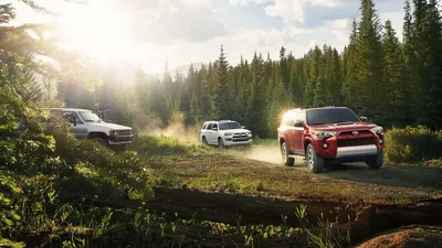 Dynamic Three 4runner Vehicles Nature Wallpaper 4K 1920x1080 A, Dynamic, Scene, Featuring, Three, Toyota, 4runner, Vehicles, Navigating, Scenic, Dirt, Road, White, Ultrawide, Full HD