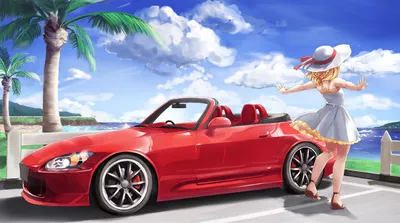 Epic Anime Wallpaper Nature Wallpaper 4K 1940x1080 Anime, Hd, Pc, Desktop, Wallpaper, Red, Car, Convertible, Seaside, Road, Palm, Tree, White, Ultrawide, Full HD