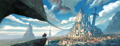 Crisp Fantasy Wallpaper Fantasy Wallpaper 4K 3840x1494 Hd, Fantasy, Desktop, Wallpaper, Featuring, A, Majestic, Dragon, Flying, Over, Sprawling, City, Red, White, Gray, Ultrawide, 4K